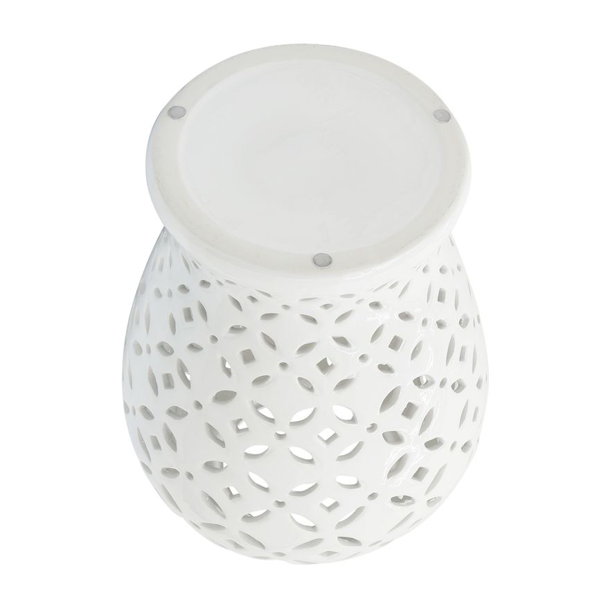 Sagebrook 24" Cut-out Daisies Temple Jar - White