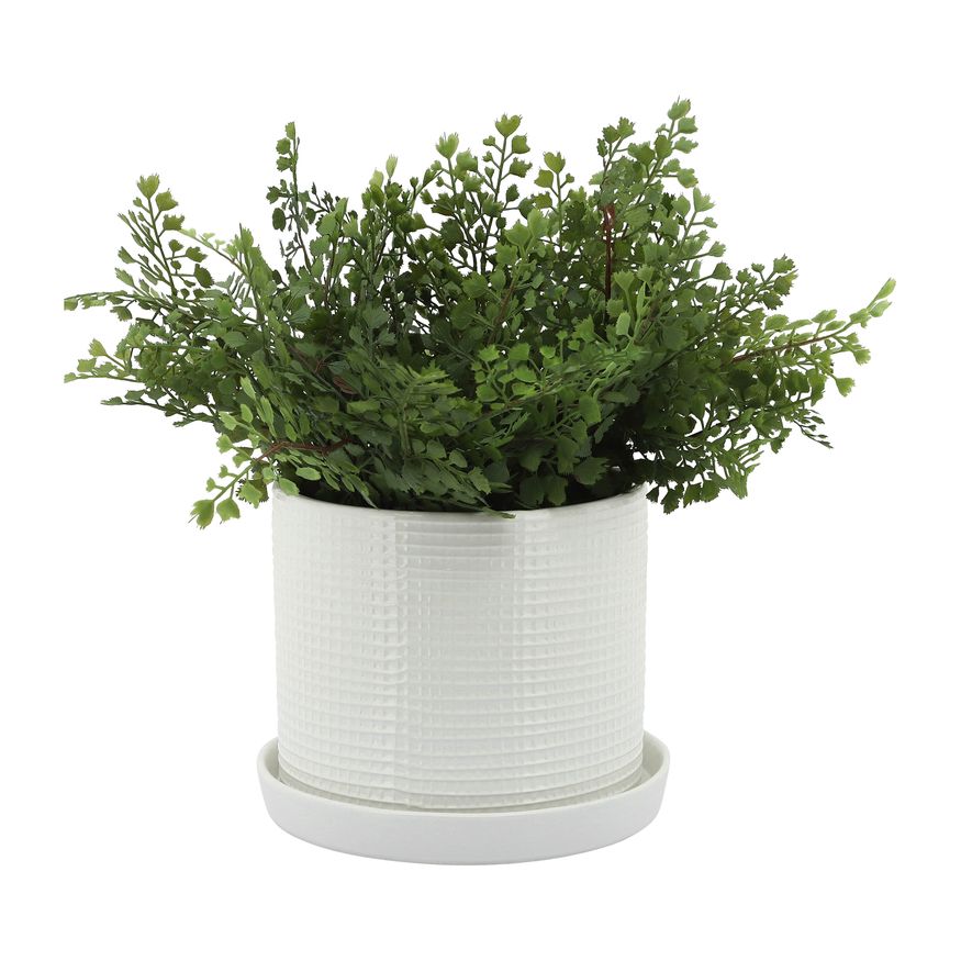 Sagebrook 6"/8" Weave Planters With Saucer (Set Of 2) - White