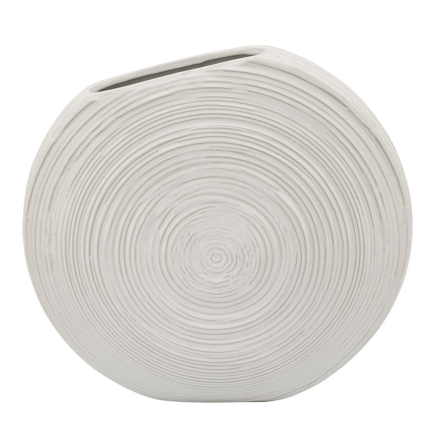 Sagebrook 14" Oval Swirled Vase - White