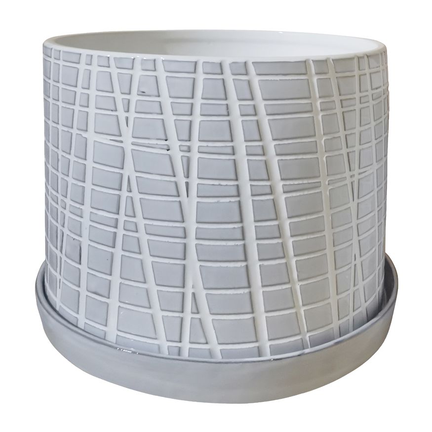 Sagebrook - 10"/12" Meshed Planters With Saucer (Set Of 2) in White