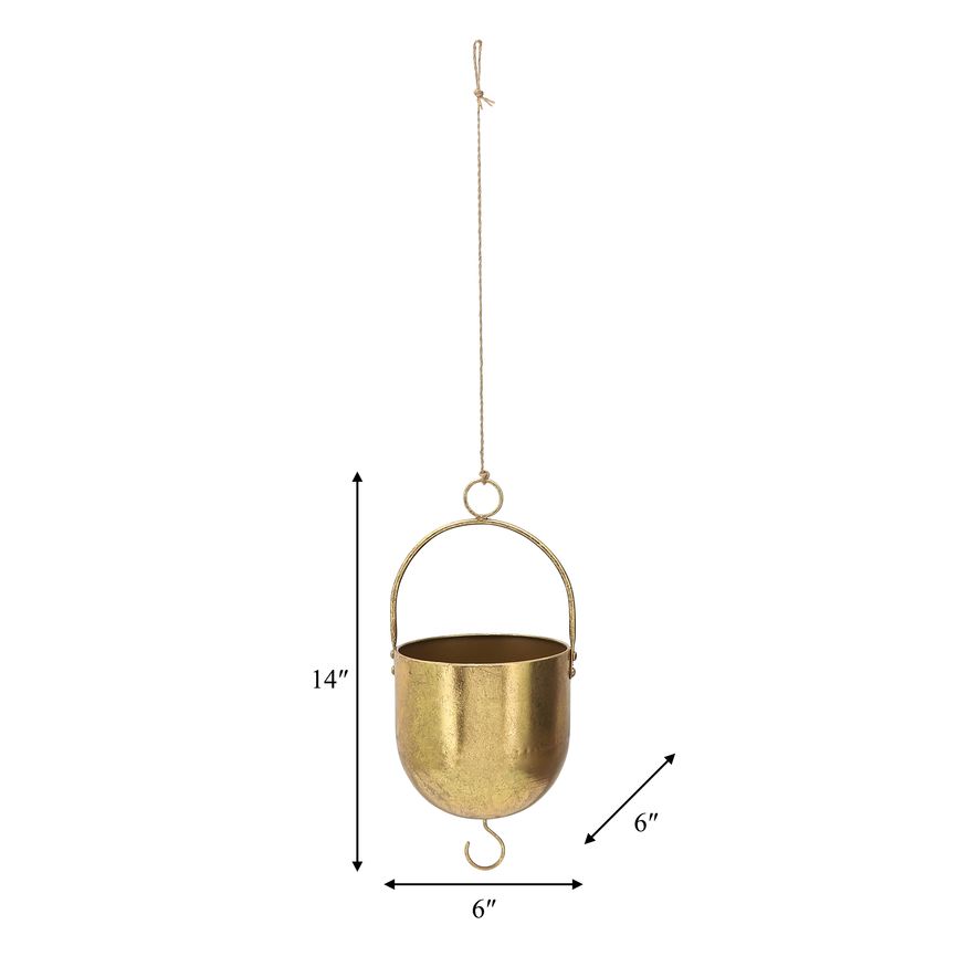 Sagebrook 6" Metal Hanging Planter - Gold