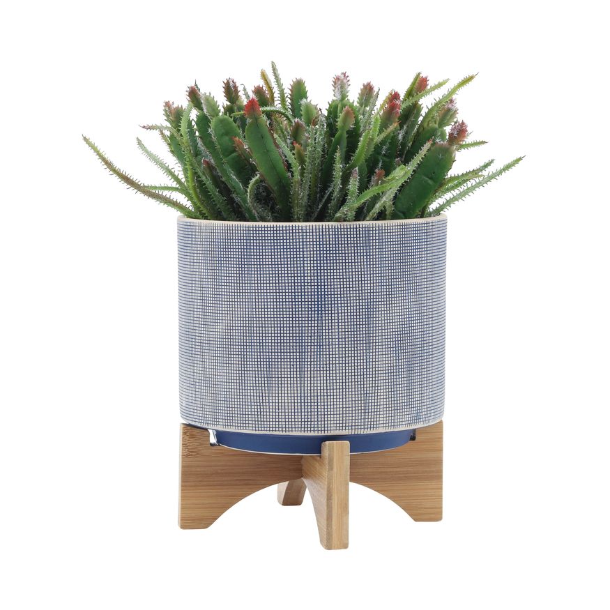 Sagebrook - 5"/8" Mesh Planters With Stand (Set Of 2) in Blue