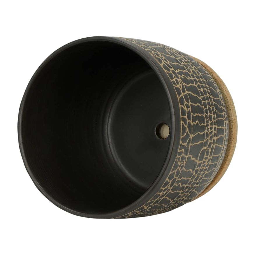 Sagebrook 8" Glazed Planter with Saucer - Black