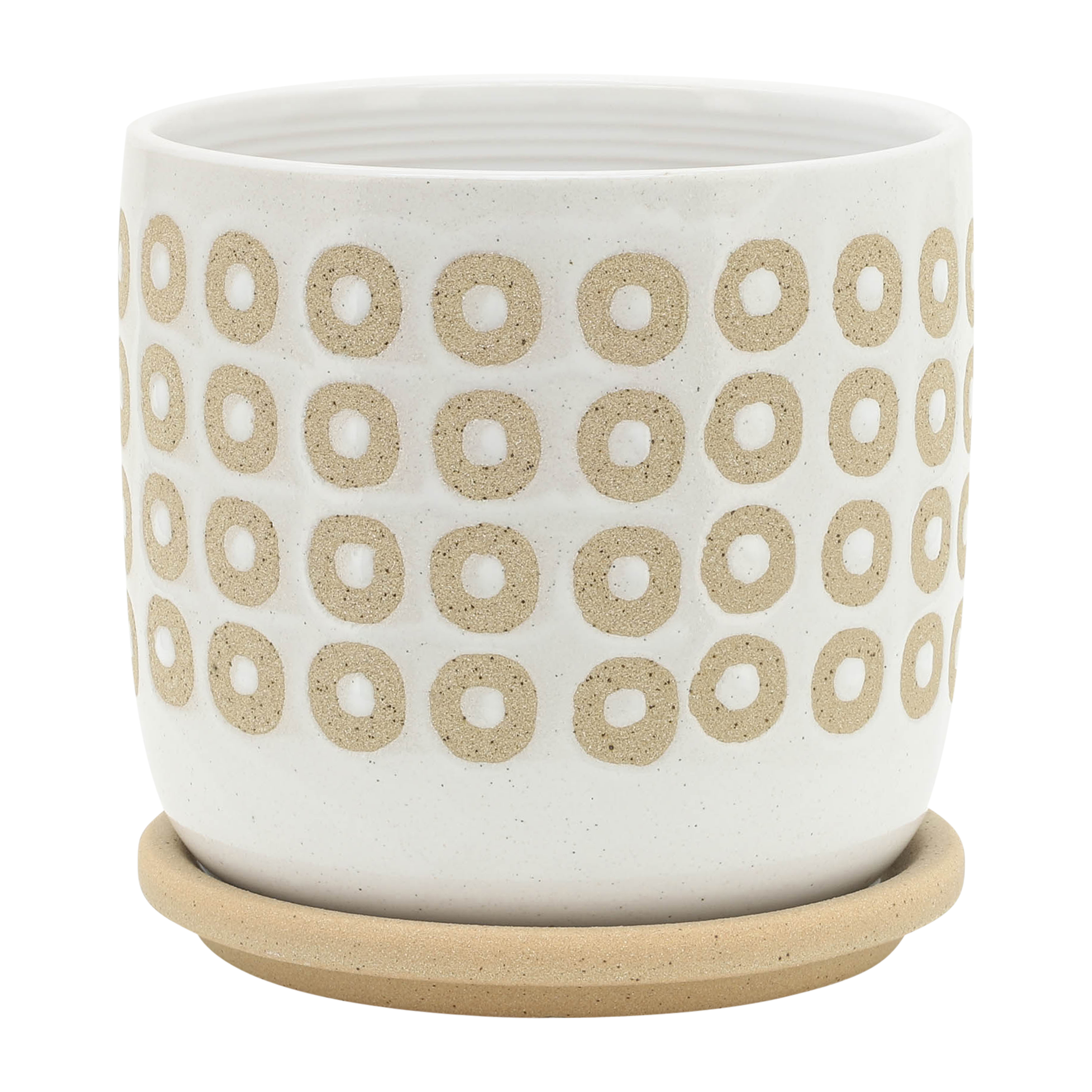 Sagebrook - 5"/6" Circles Planter with Saucer (Set Of 2) in White