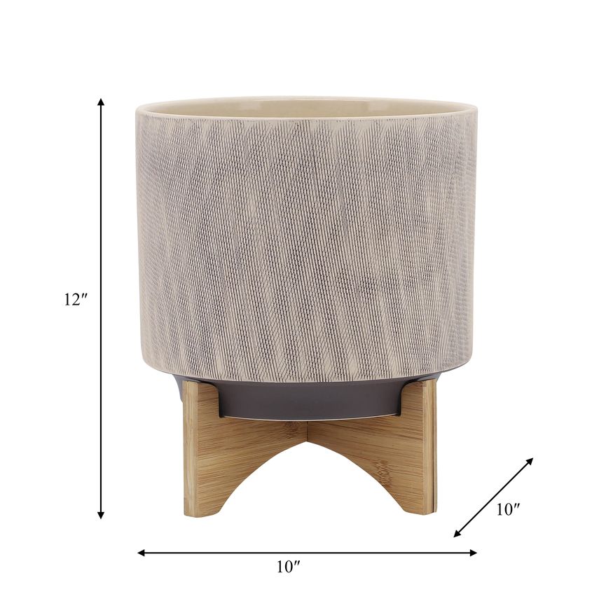 Sagebrook 10" Mesh Planter With Stand - Tan