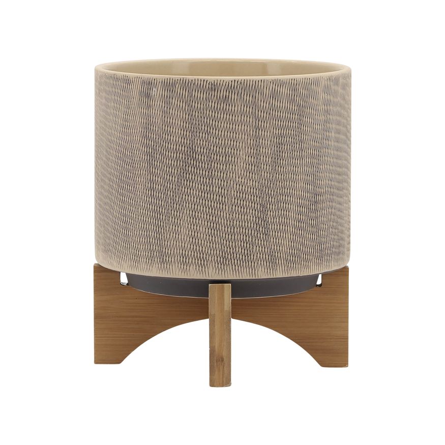 Sagebrook 5"/8" Mesh Planters With Stand (Set Of 2) - Tan