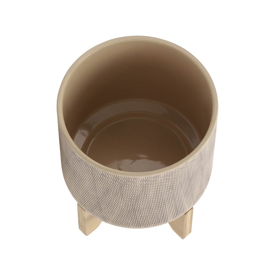 Sagebrook 5"/8" Mesh Planters With Stand (Set Of 2) - Tan