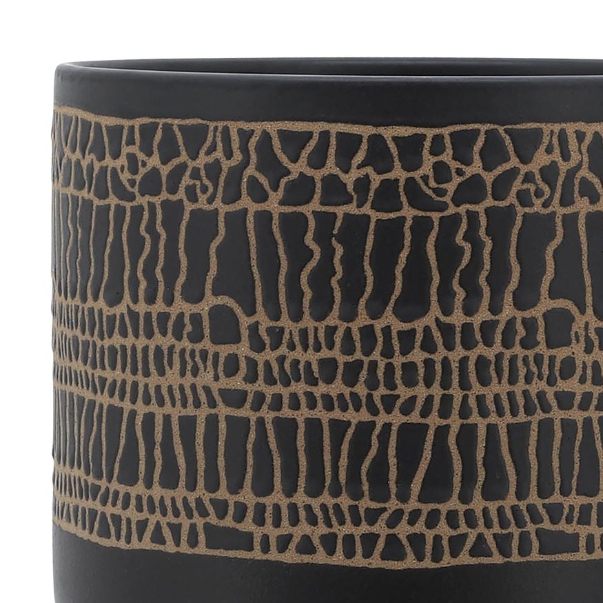 Sagebrook 10" Glazed Planter With Stand - Black