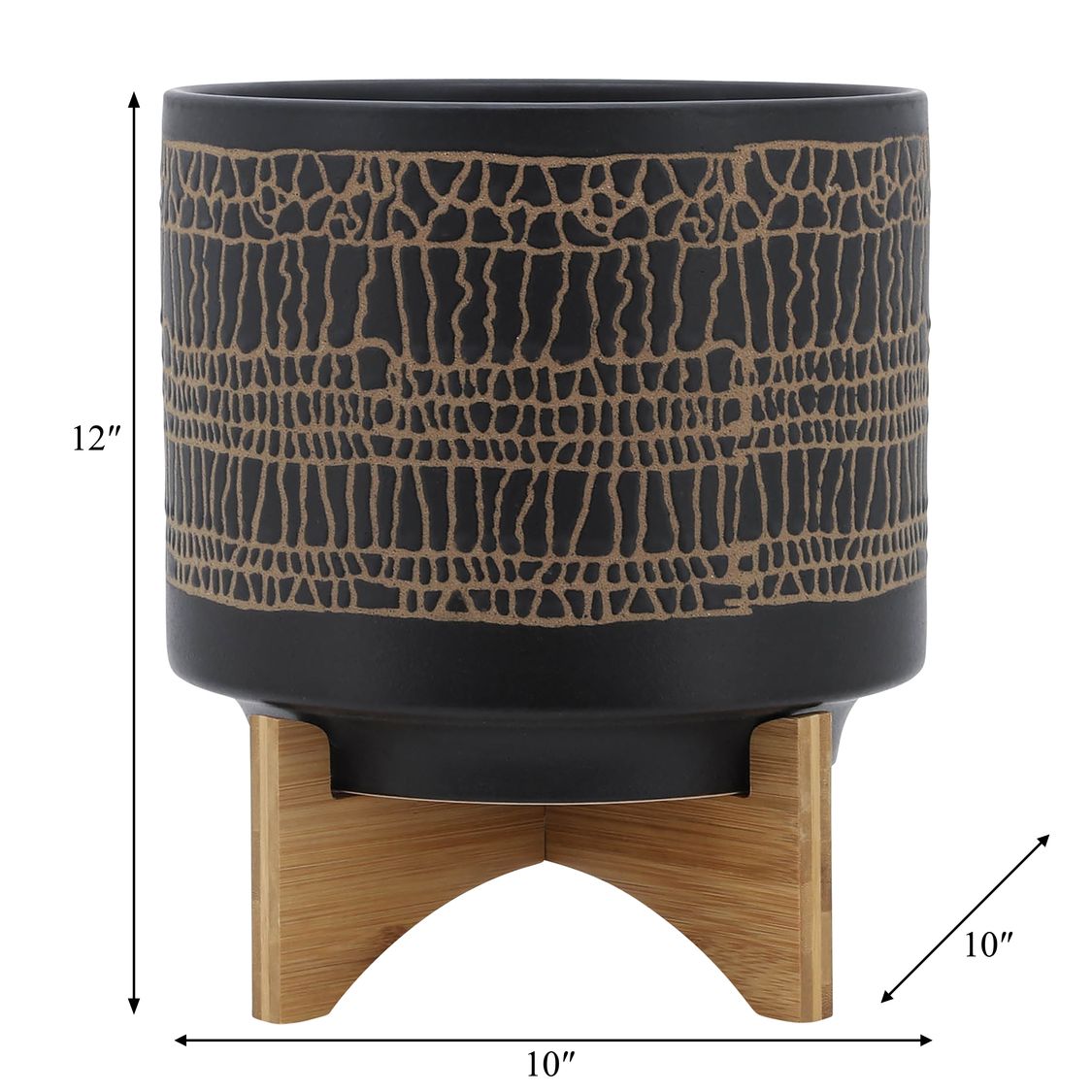 Sagebrook 10" Glazed Planter With Stand - Black