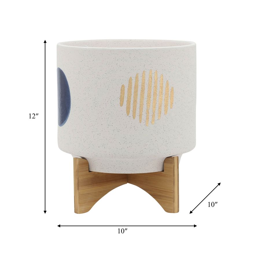 Sagebrook 10" Funky Planter With Stand - White