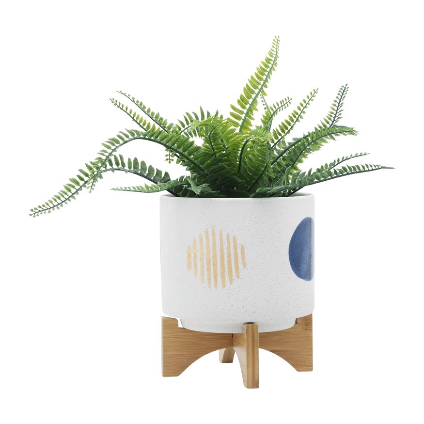 Sagebrook 5"/8" Funky Planters With Stand (Set Of 2) - White