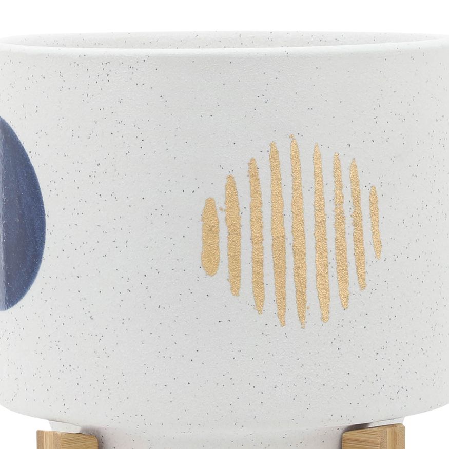 Sagebrook 5"/8" Funky Planters With Stand (Set Of 2) - White
