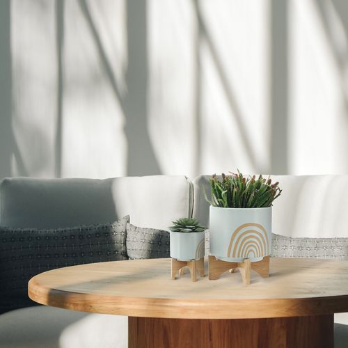 Sagebrook 5"/8" Arch Planter With Stand (Set Of 2) - Mint
