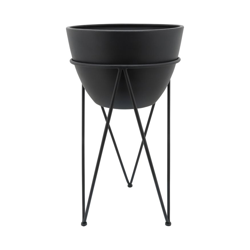 Sagebrook - 14" Metal Planter In Stand in Black