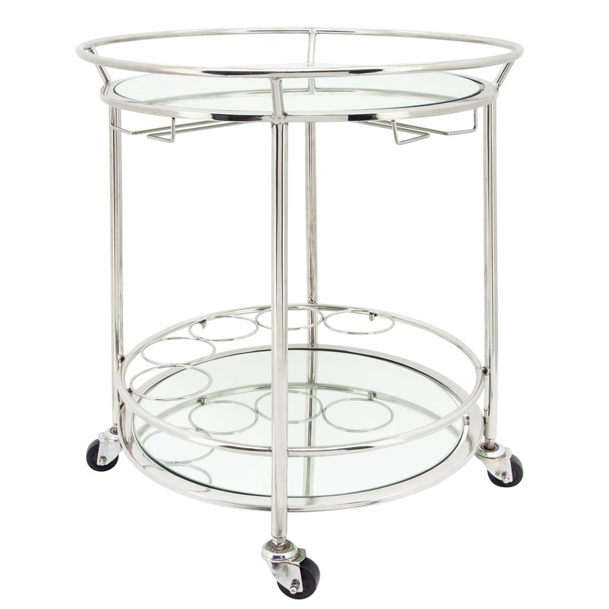Sagebrook - Two Tier Round Rolling Bar Cart