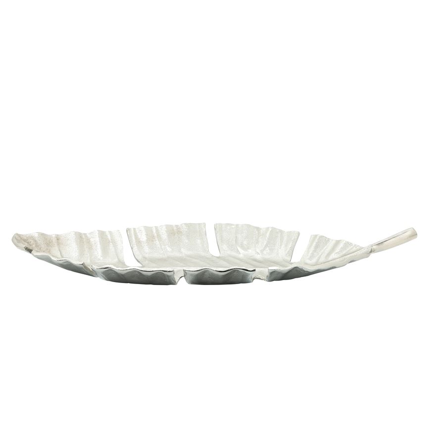 Sagebrook 22" Metal Leaf Tray - Silver
