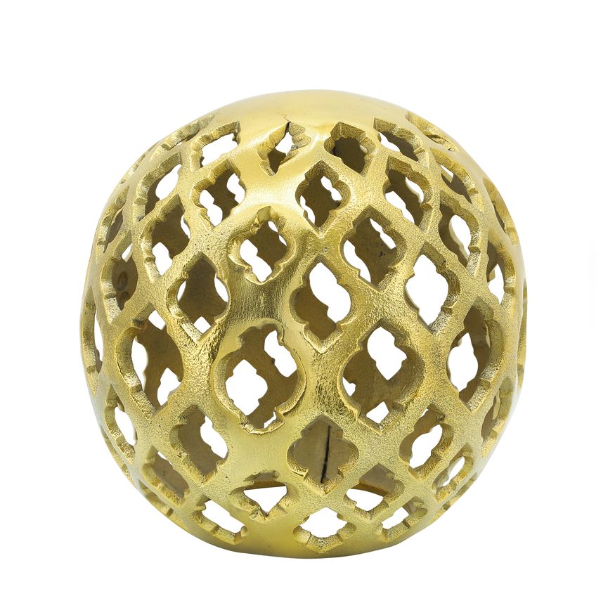 Sagebrook - 8" Wooden Orb With Ridges