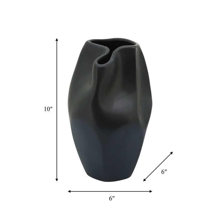 Sagebrook 10" Ceramic Abstract Vase - Black