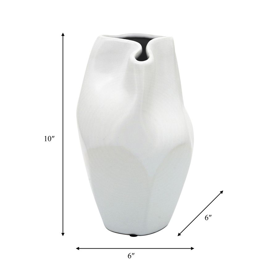 Sagebrook 10" Ceramic Abstract Vase - White