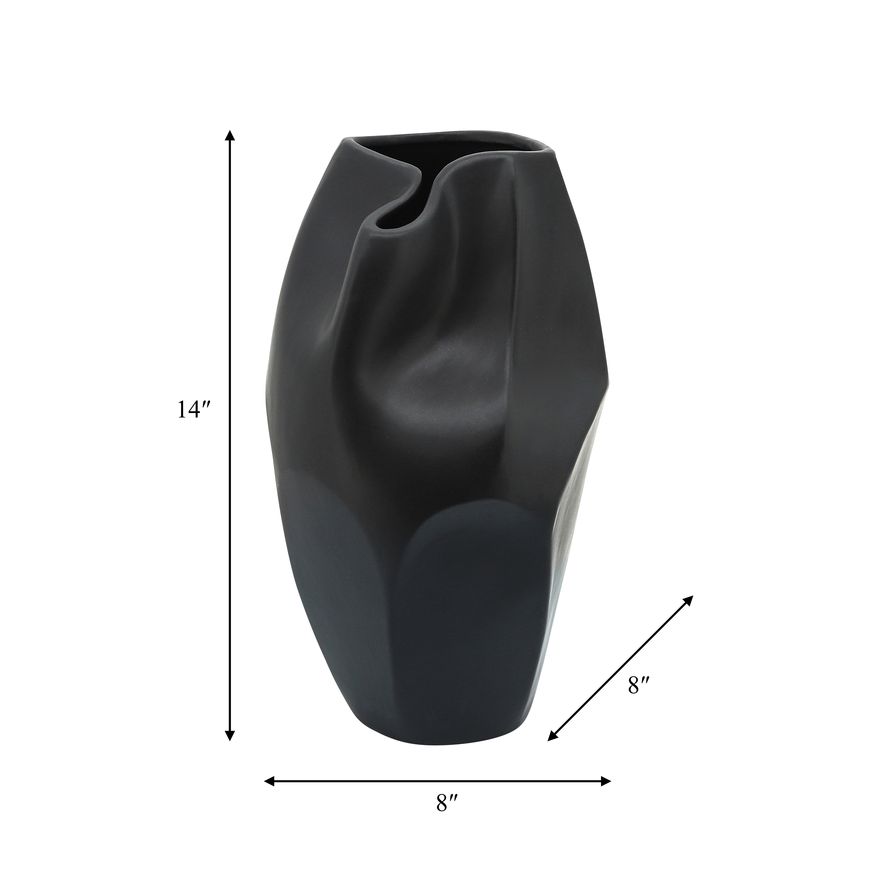 Sagebrook 14" Ceramic Abstract Vase - Black