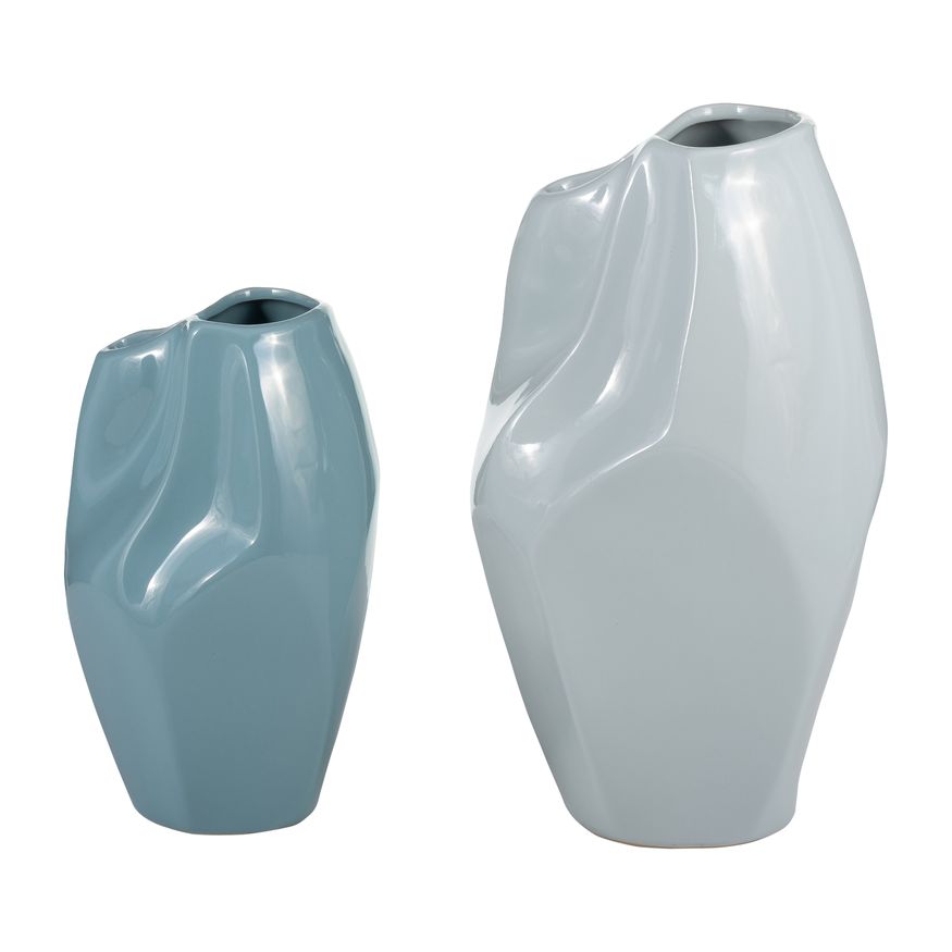 Sagebrook 10" Ceramic Abstract Vase - Cameo Blue