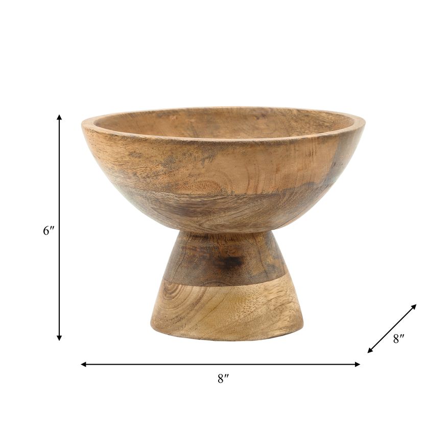 Sagebrook 8" Wood Bowl With Stand - Natural