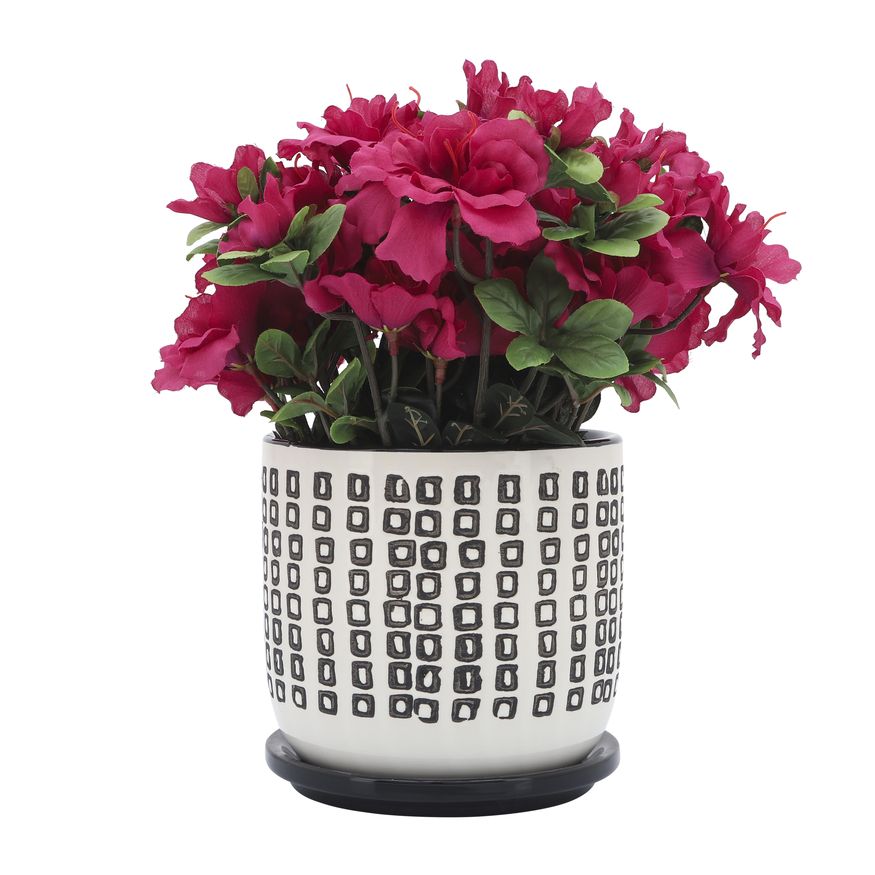 Sagebrook 6" Ceramic Planter With Saucer - Black