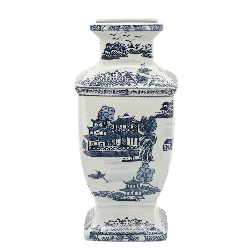 Sagebrook - 15" Ceramic Vase With Gold Decal