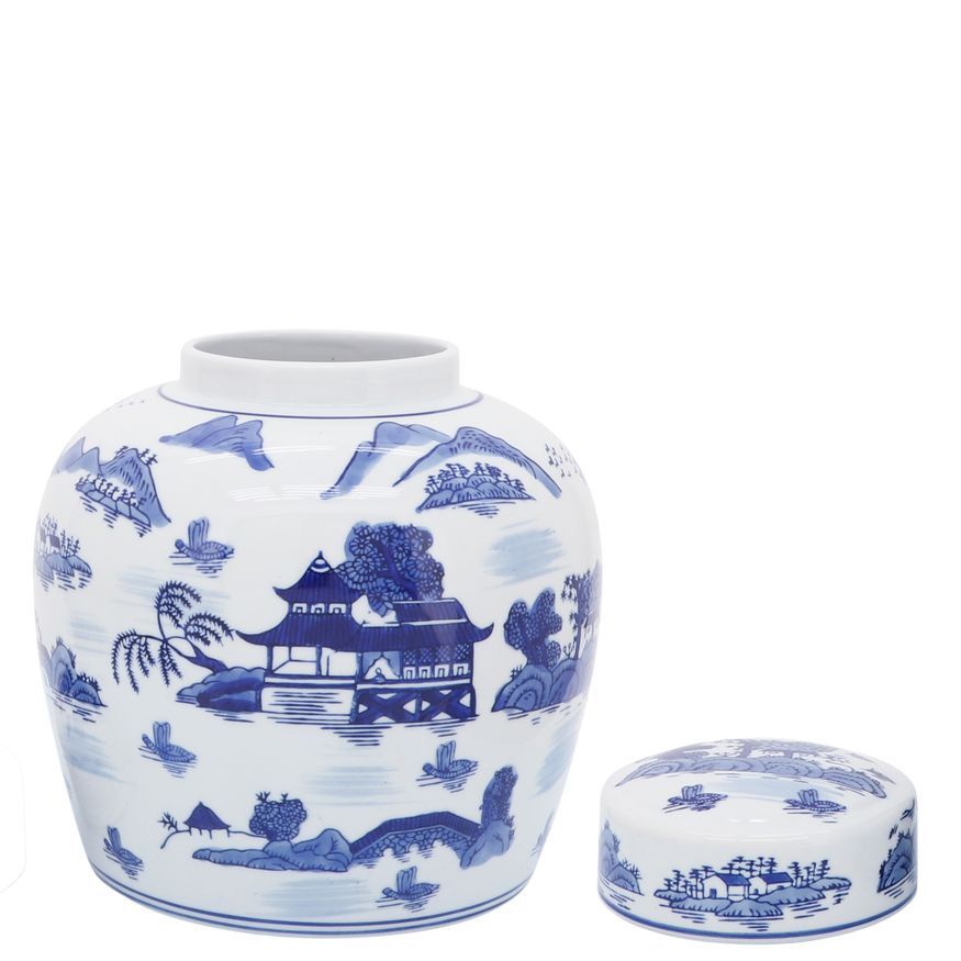 Sagebrook 9" Ceramic Rounded Jar With Lid - Blue