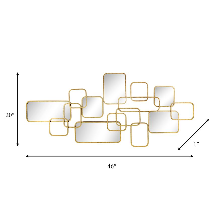 Sagebrook Metal Wall Accent With Mirrors - Gold