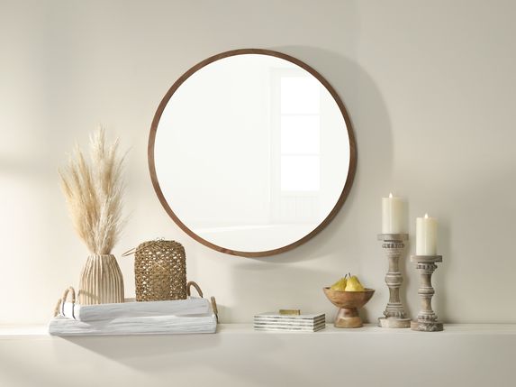Sagebrook - Wood Round Mirror in Brown