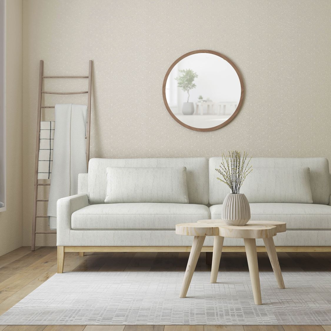 Sagebrook - Wood Round Mirror in Brown