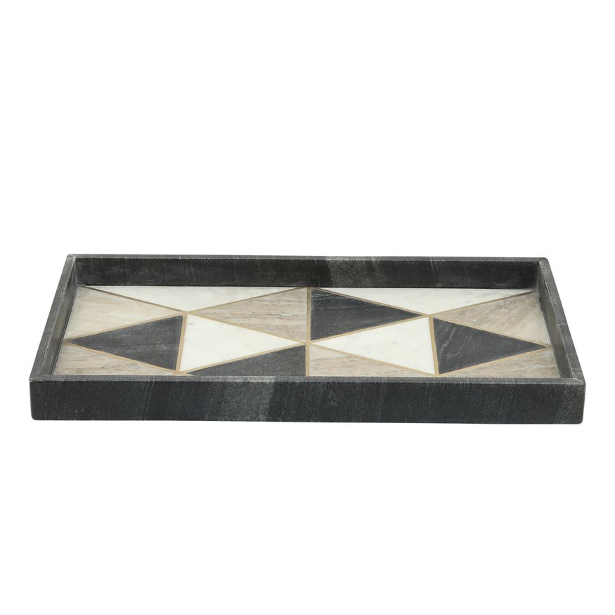 Sagebrook - 9"x18" Marble Rectangular Tray in Black/White