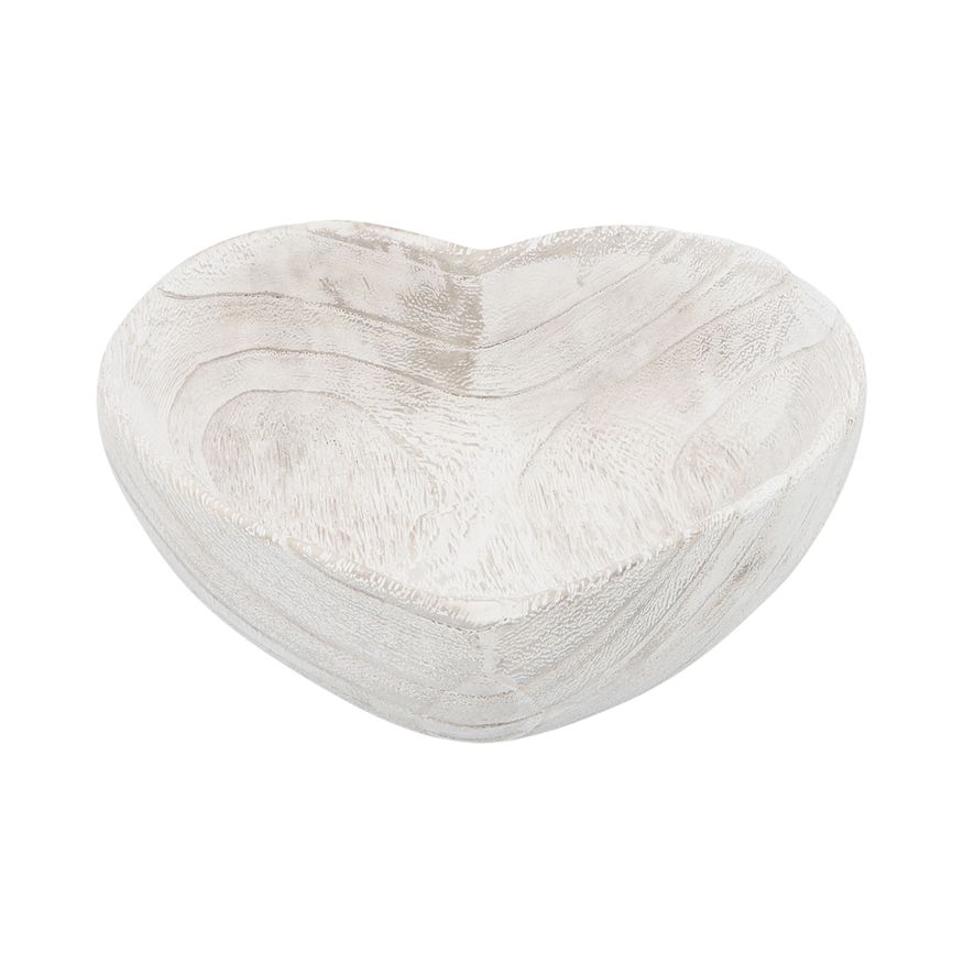Sagebrook 9"/10" Wood Heart Bowls (Set Of 2) - White