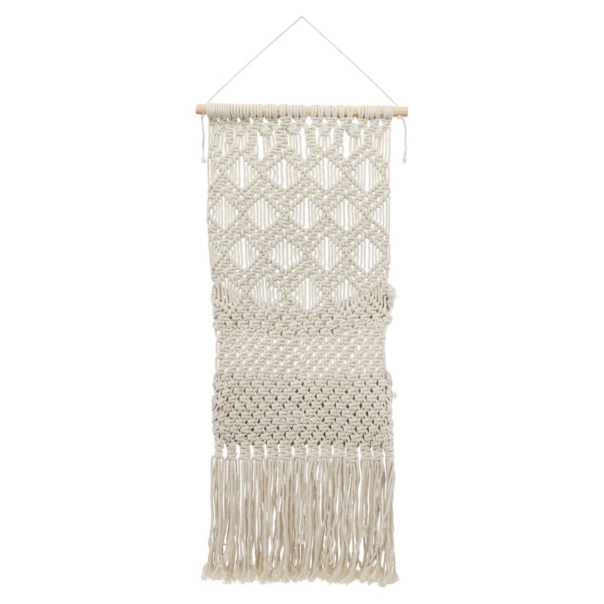 Sagebrook Cotton Macrame 2-Layered Wall Storage - Beige