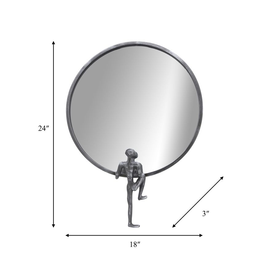Sagebrook Metal Mirror With Man Decor - Black