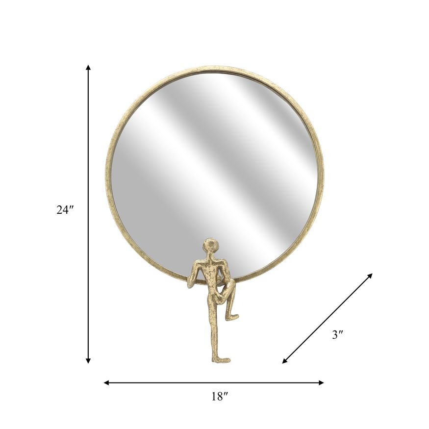 Sagebrook Metal Mirror With Man Decor - Gold