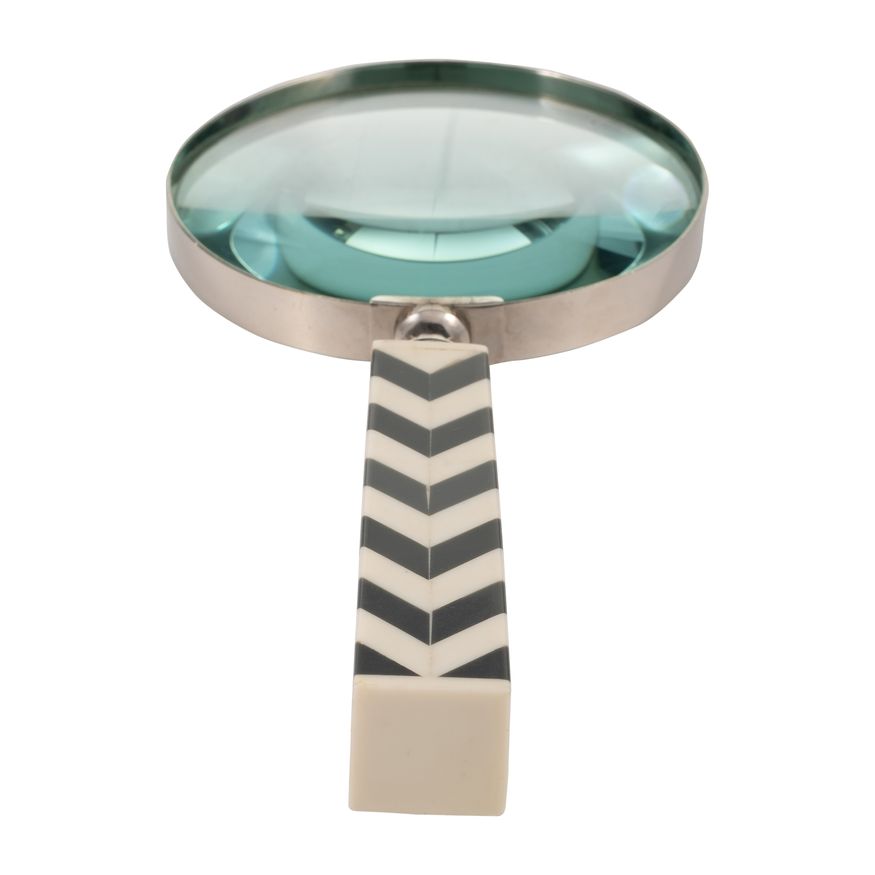 Sagebrook 4" Resin Chevron Magnifying Glass - Black/White