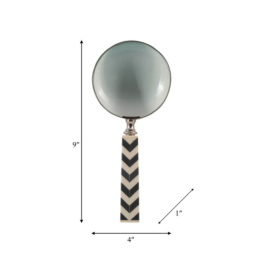 Sagebrook 4" Resin Chevron Magnifying Glass - Black/White