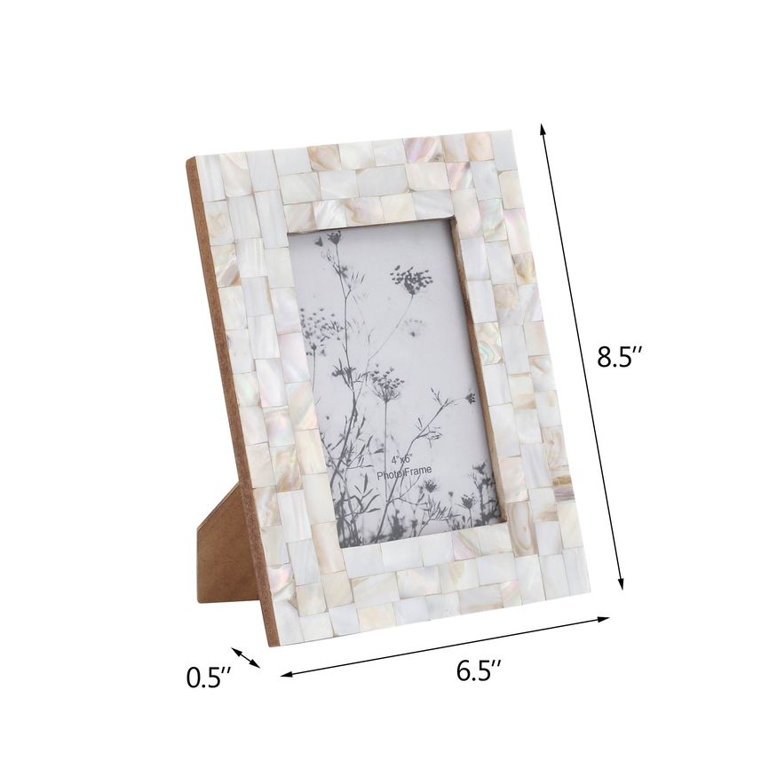 Sagebrook 4"x6" Resin Capiz Design Photo Frame - Silver