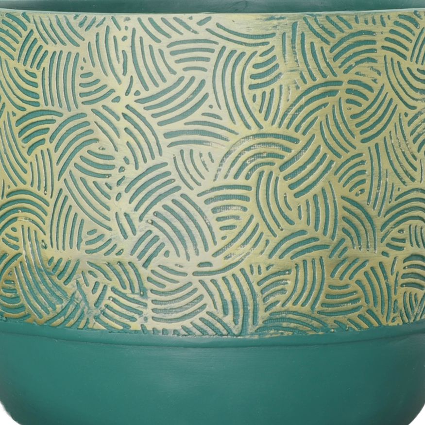 Sagebrook - 10"/13" Resin Swirl Planters (Set Of 2) in Green/Gold