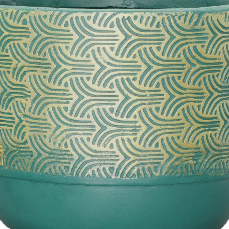 Sagebrook - 10"/13" Resin Swirl Planters (Set Of 2) in Green/Gold