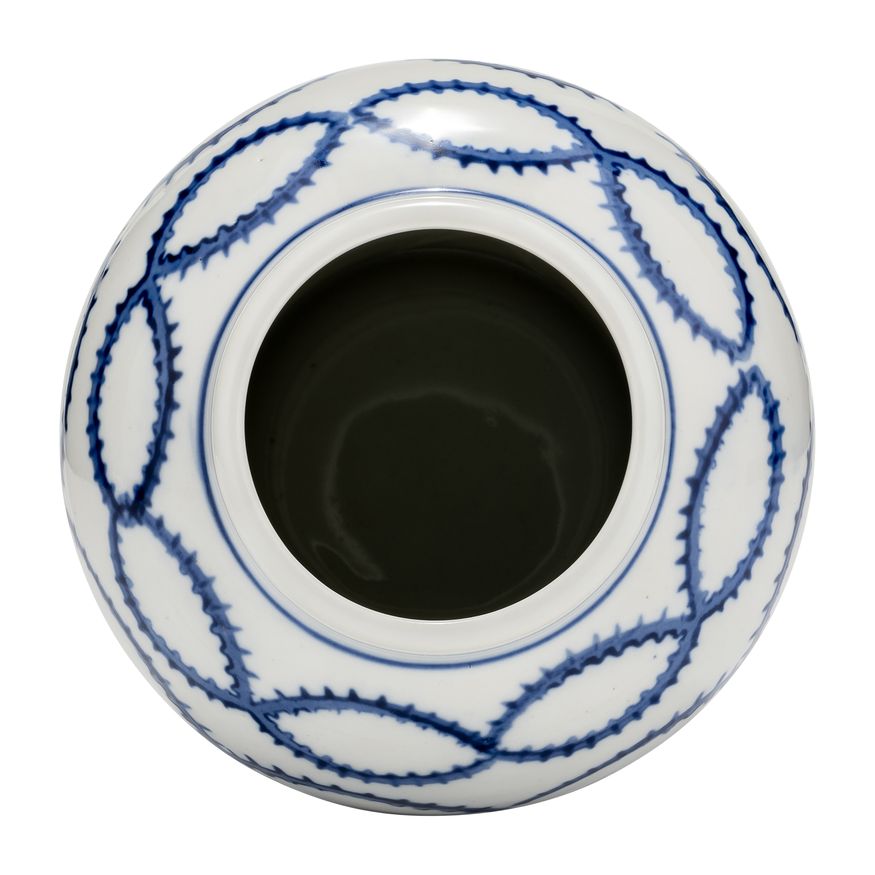 Sagebrook - 9" Ceramic Chain Temple Jar Lid in Blue/White