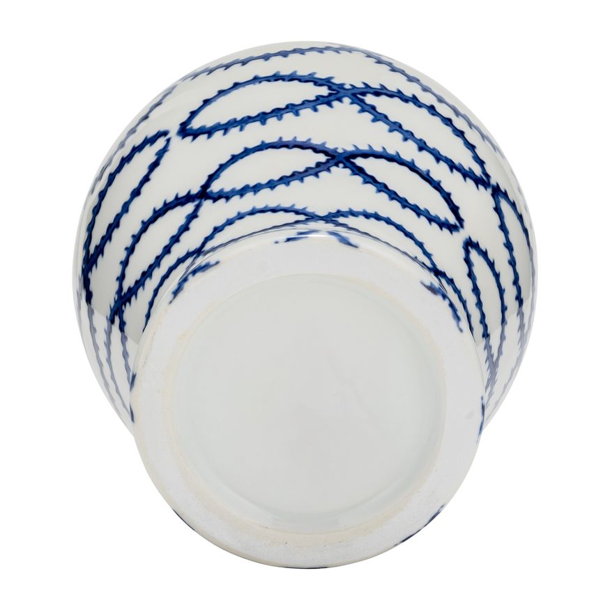 Sagebrook - 9" Ceramic Chain Temple Jar Lid in Blue/White