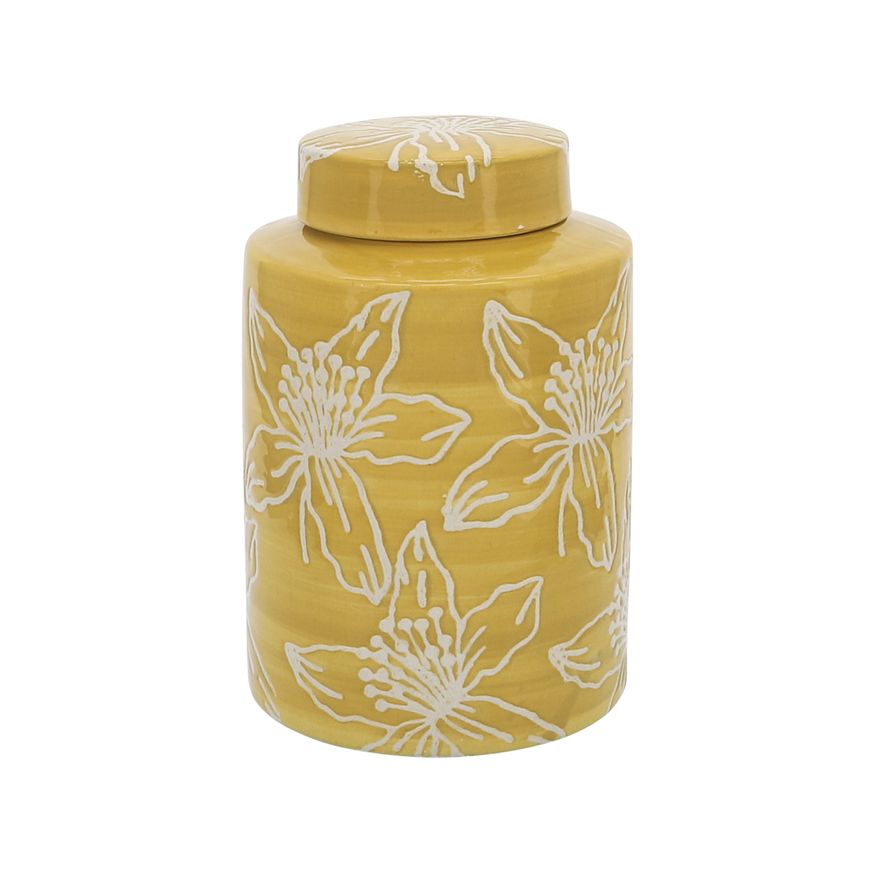 Sagebrook - 10" Ceramic Flower Jar With Lid