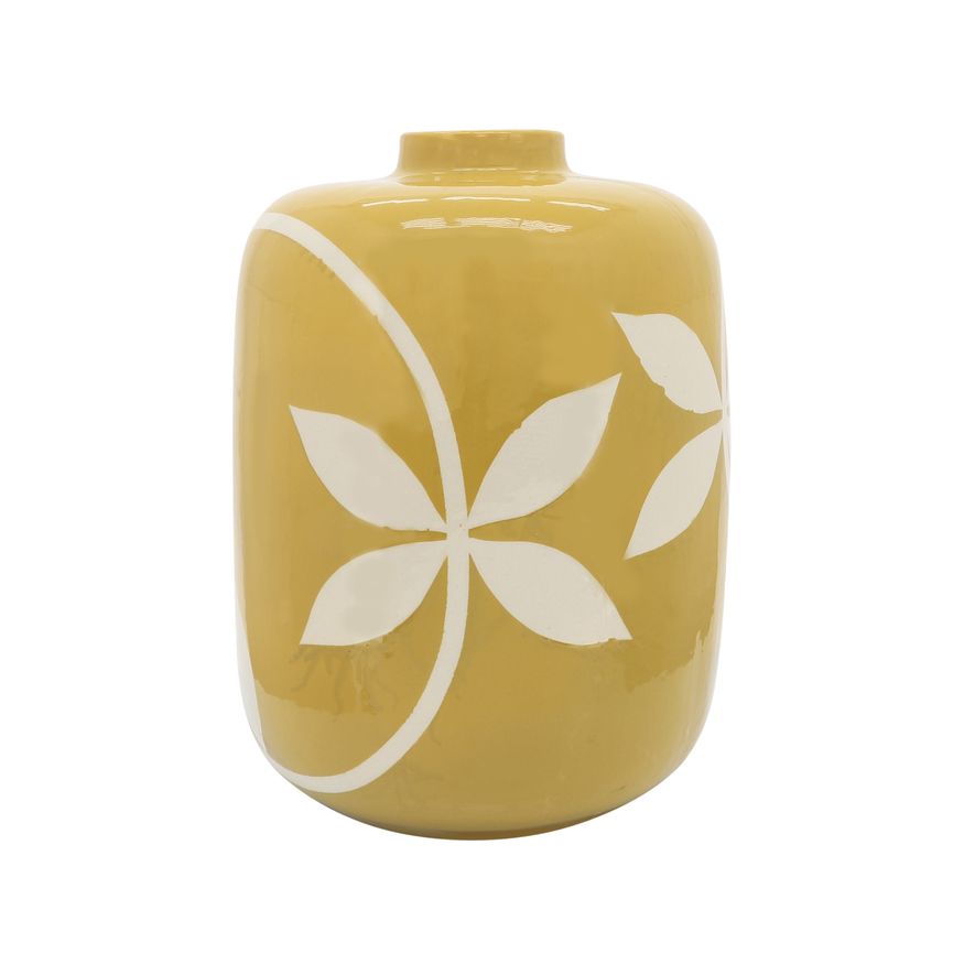 Sagebrook 13" Ceramic Leaf Vase - Yellow