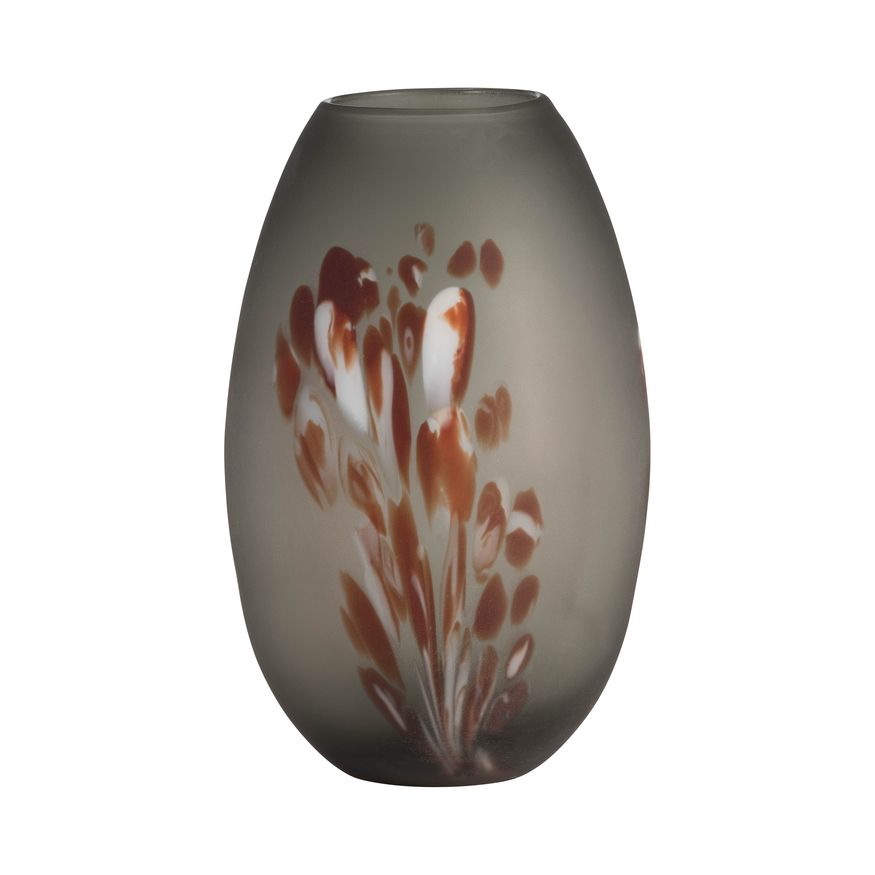 Sagebrook - 17" Glass Frosted Vase With Red Detail-Gray