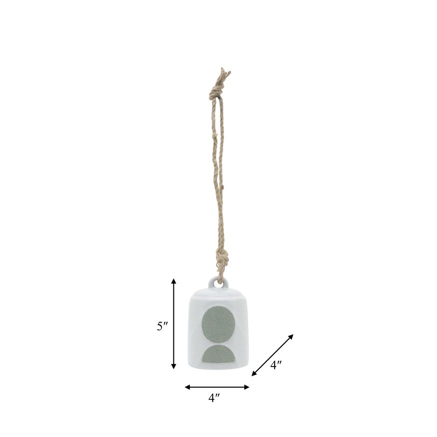 Sagebrook 4" Ceramic Hanging Bell Circles - White/Green