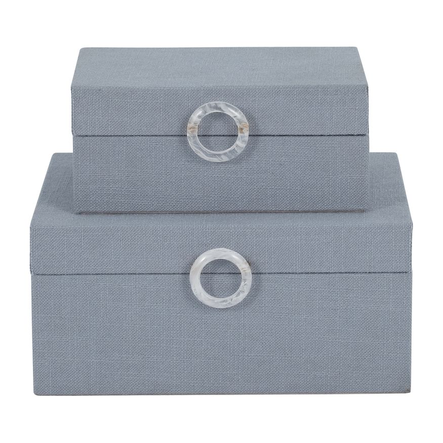 Sagebrook - 7"/9" Wood Box With Ring Detail (Set Of 2)