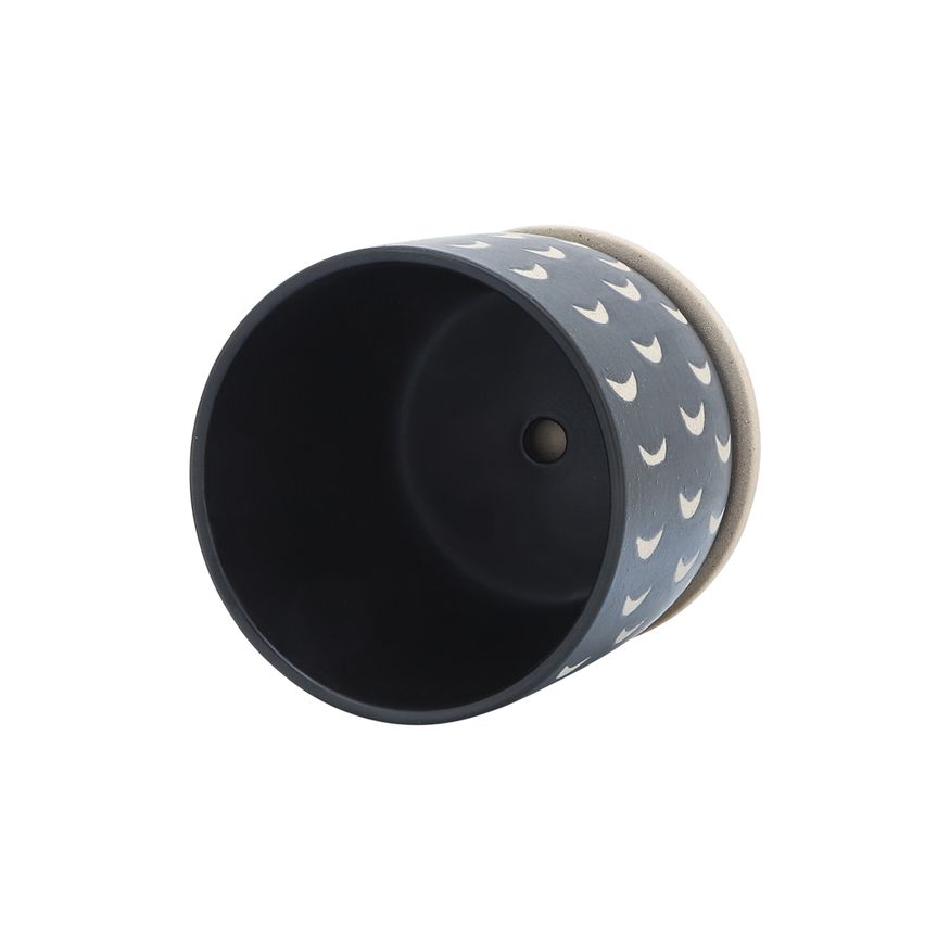 Sagebrook - 5"/6" Ceramic Moon Planters Saucer (Set Of 2) in Black
